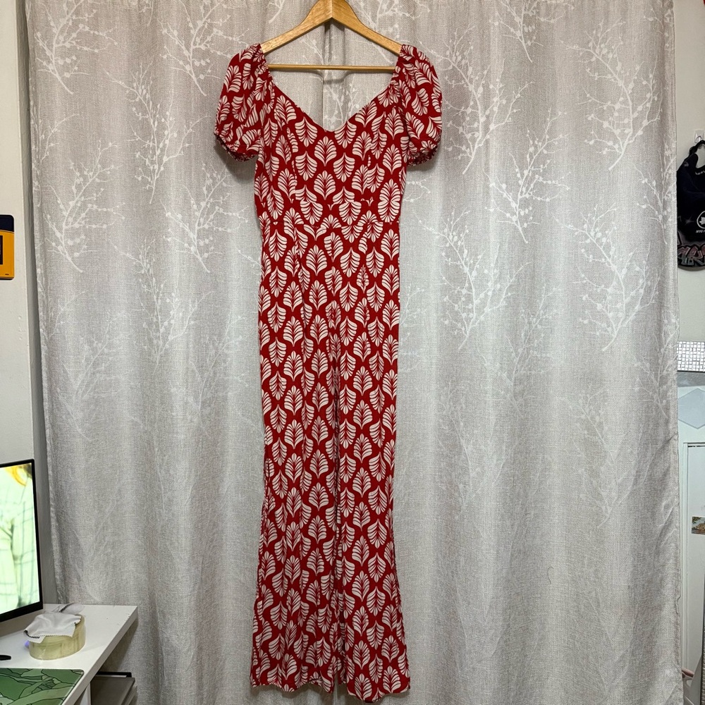 Elegant Red Jumpsuit with leg slits